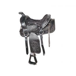 Western Saddle "Floral" REINER -RED HORNS