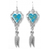 Heart Earrings with Feathers